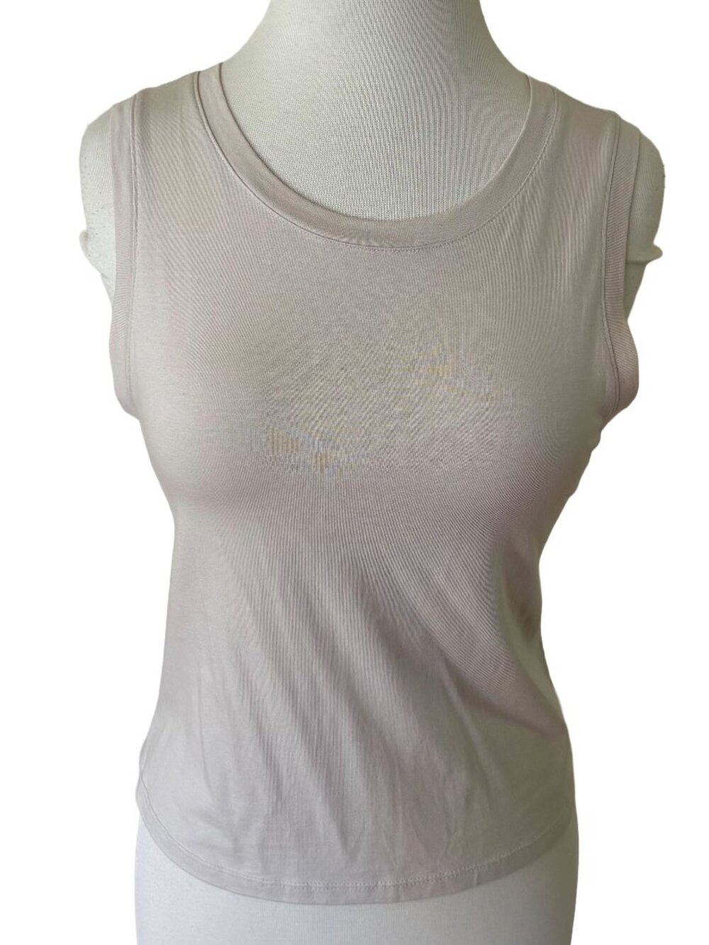 Creme Old Navy Crewneck Sleeveless Cropped High Neck Tank Top Tan Beige M Shirt